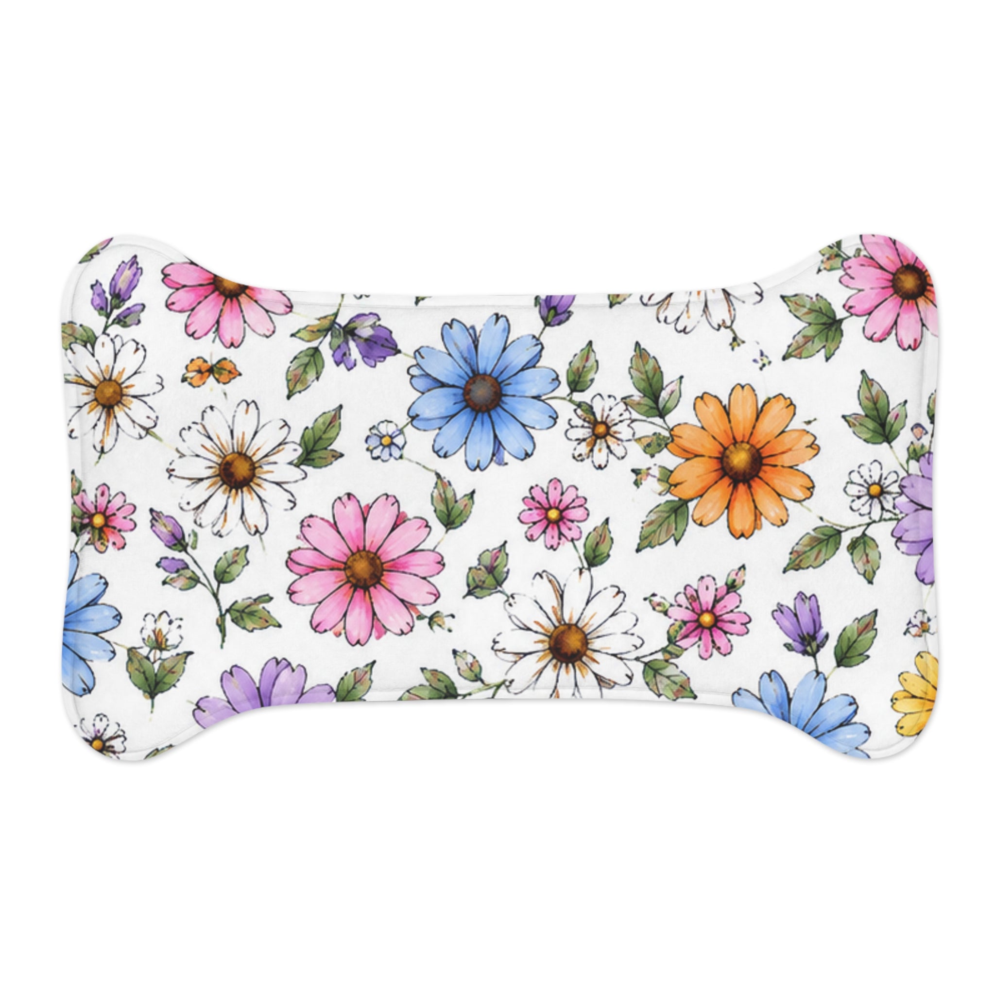Floral Dog & Cat Feeding Mat — Colorful Daisy Print Pet Placemat