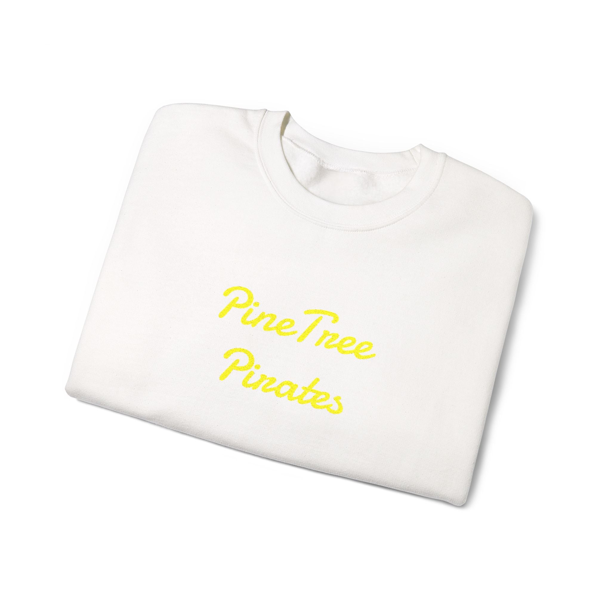 Crewneck Sweatshirt — "Pine Tree Paradise" Yellow Script Cozy Pullover