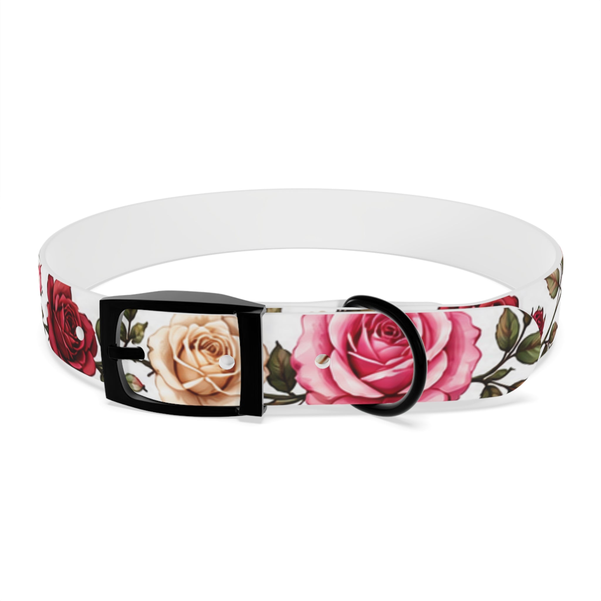 Floral Rose Dog Collar — Pink & Cream Garden Print