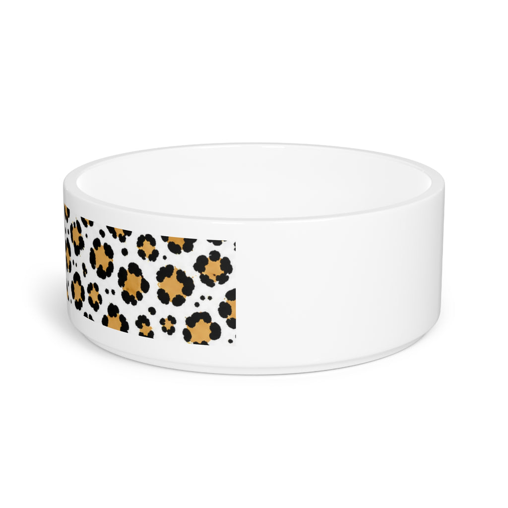 Leopard Print Ceramic Pet Bowl — Stylish Water & Food Dish for Cats & Small Dogs