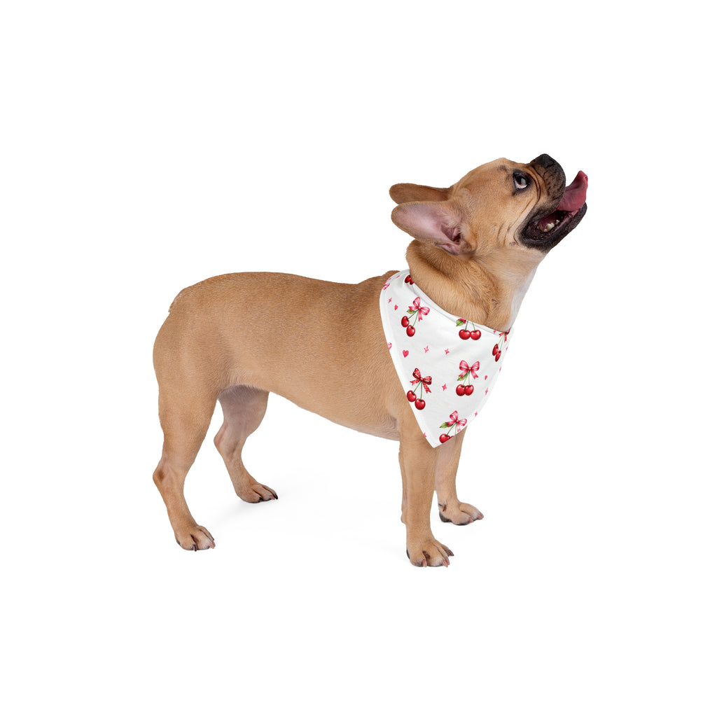 Cherry Bow Pet Bandana — Cute Pink Cherry Pattern Dog & Cat Accessory