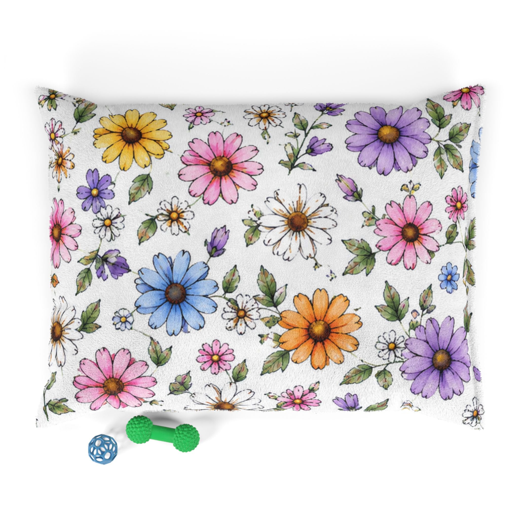 Floral Daisy Pattern Pet Bed — Soft Cozy Cushion for Cats & Dogs