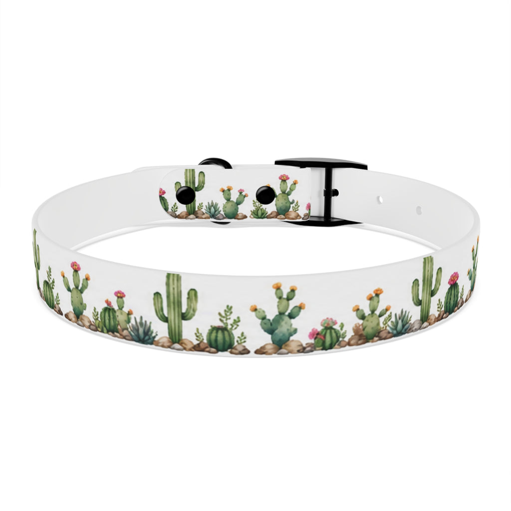Cactus Garden Dog Collar — Watercolor Succulent Print for Small & Large Dogs