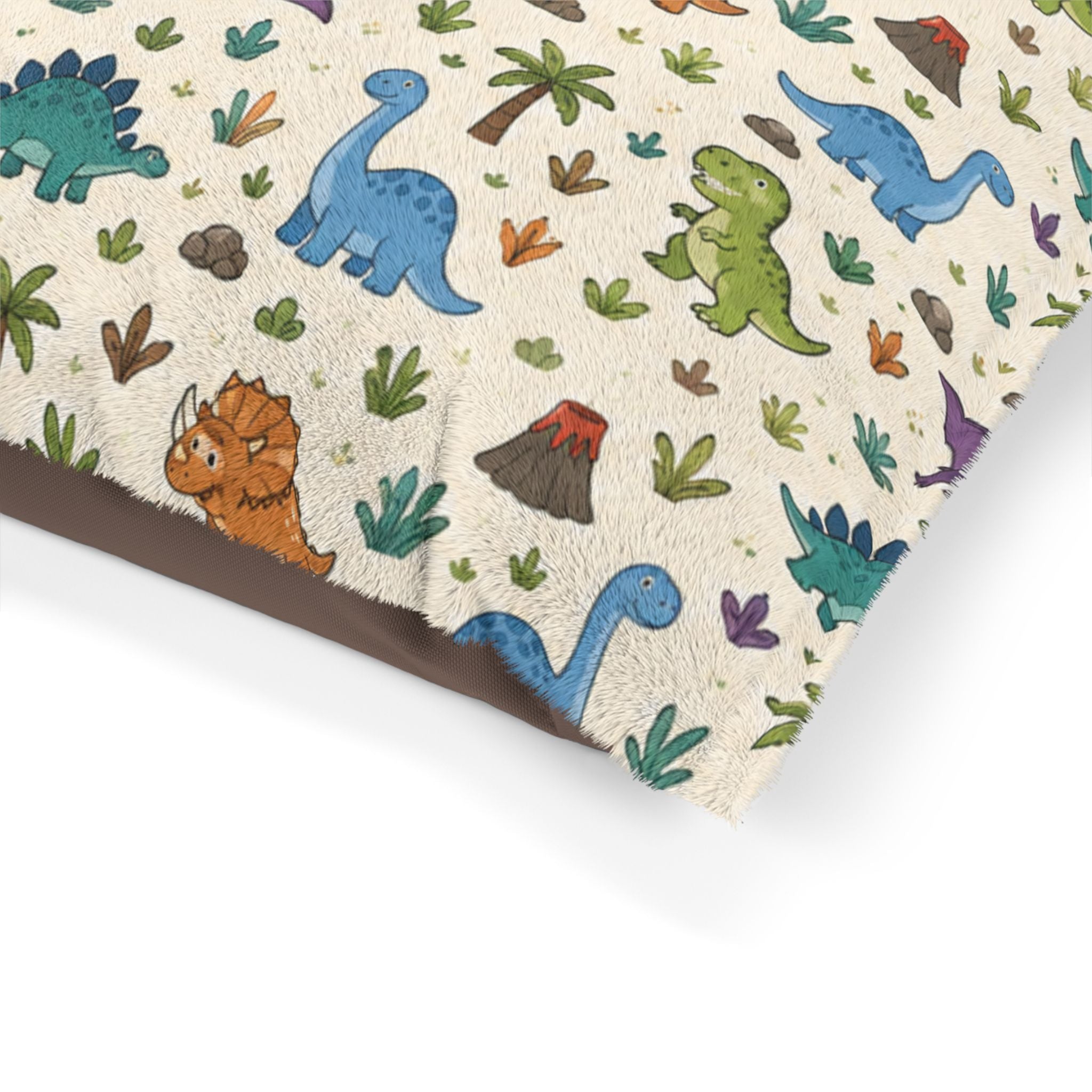 Dinosaur Pattern Pet Bed — Cute Dino Print Dog & Cat Cushion