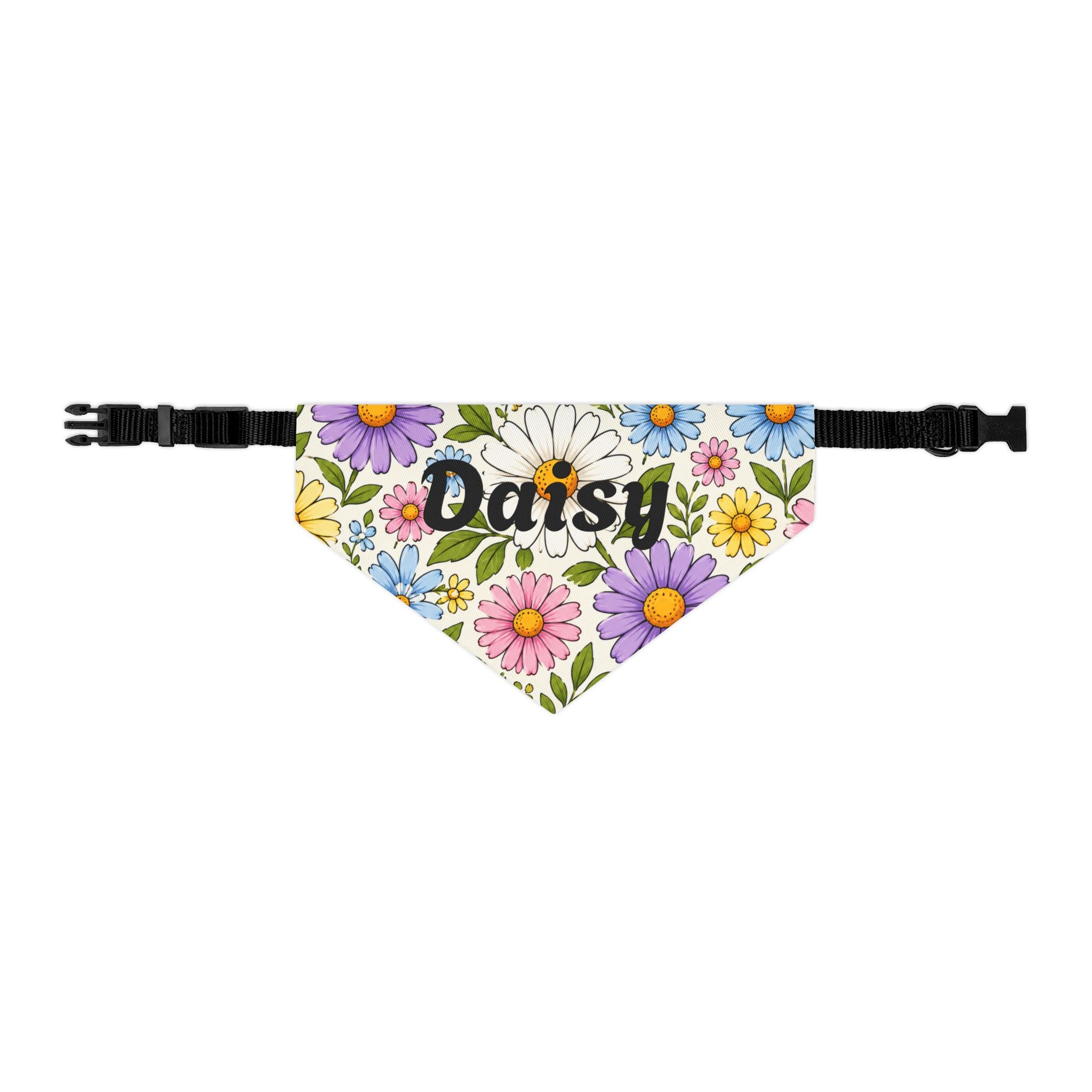 Daisy Floral Pet Bandana Collar — Personalized Dog Bandana with Name