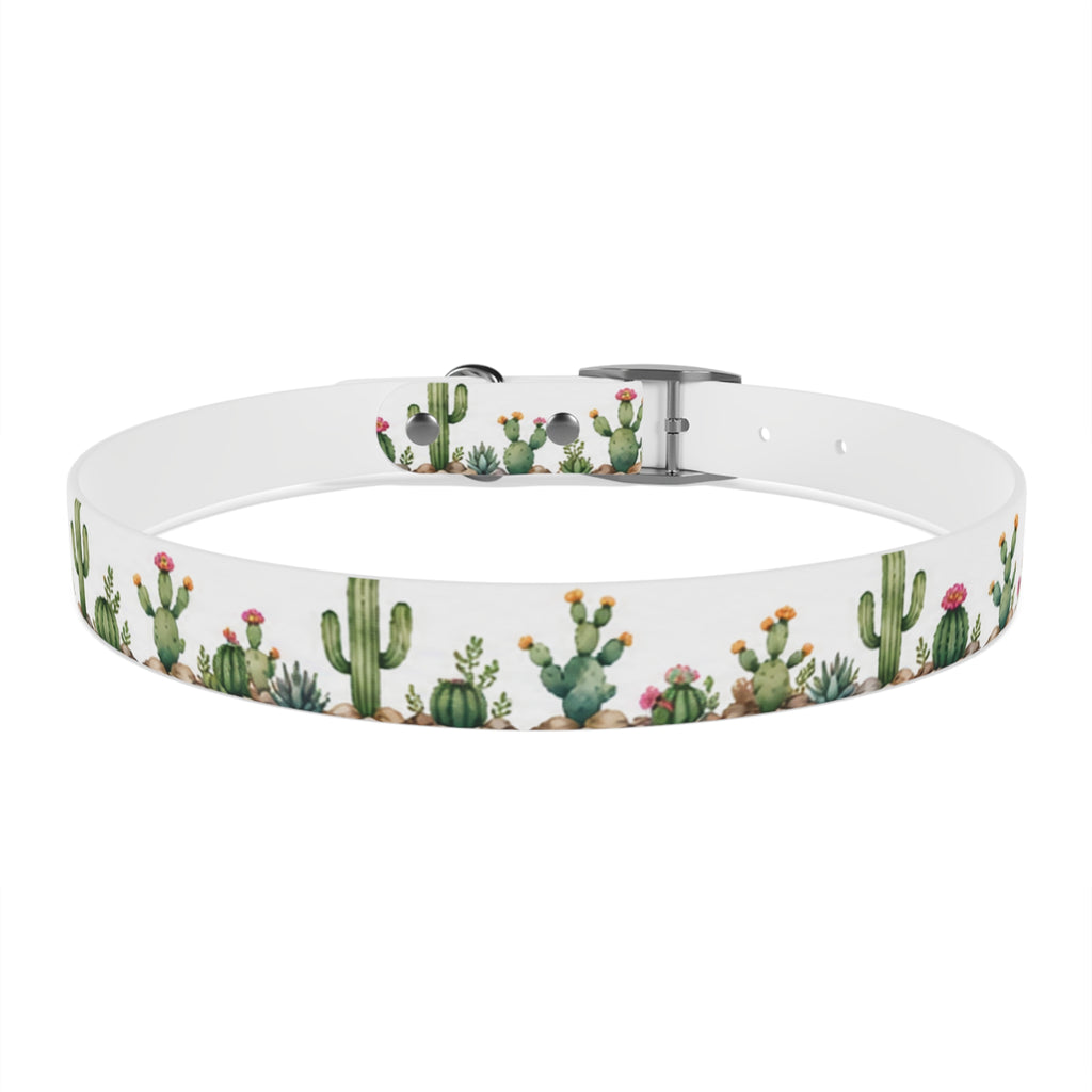 Cactus Garden Dog Collar — Watercolor Succulent Print for Small & Large Dogs