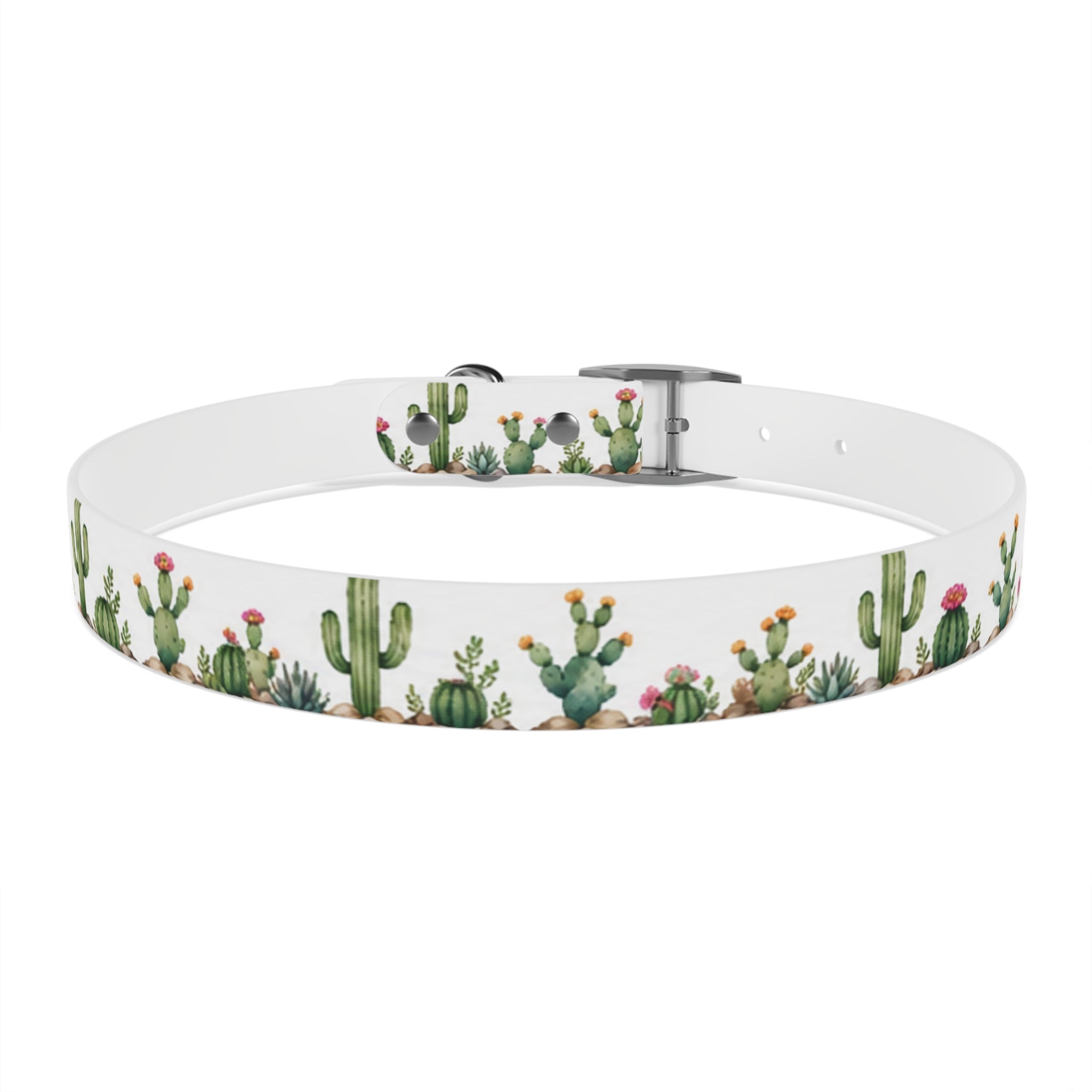 Cactus Garden Dog Collar — Watercolor Succulent Print for Small & Large Dogs
