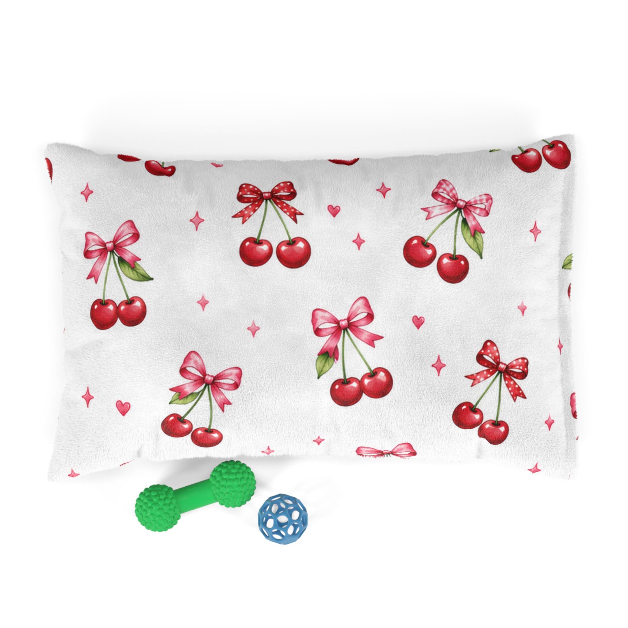 Cherry Bow Pet Bed — Cute Pink Cherry Pattern Dog & Cat Cushion