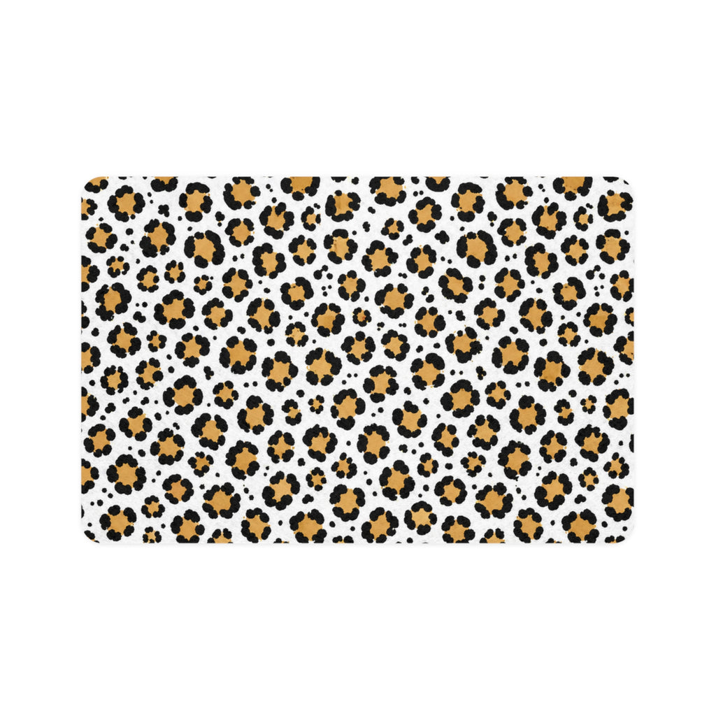 Leopard Print Pet Food Mat (12x18) — Non-Slip Waterproof Placemat for Dogs & Cats