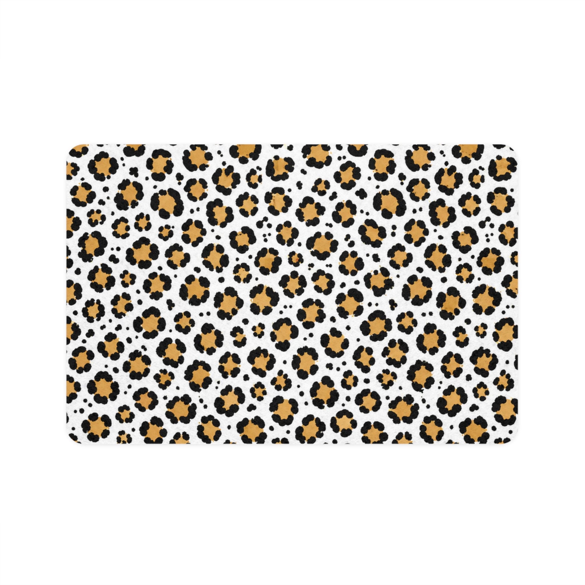 Leopard Print Pet Food Mat (12x18) — Non-Slip Waterproof Placemat for Dogs & Cats