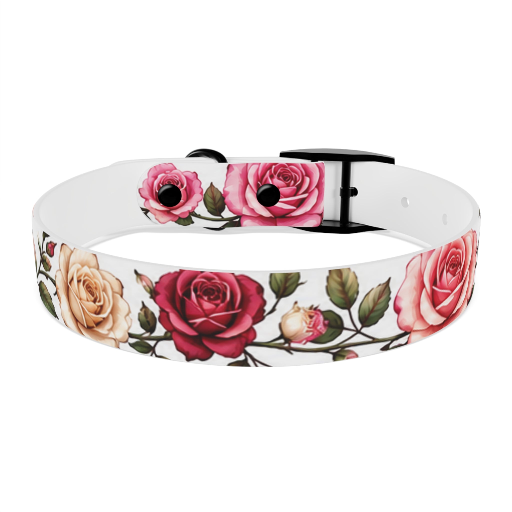 Floral Rose Dog Collar — Pink & Cream Garden Print