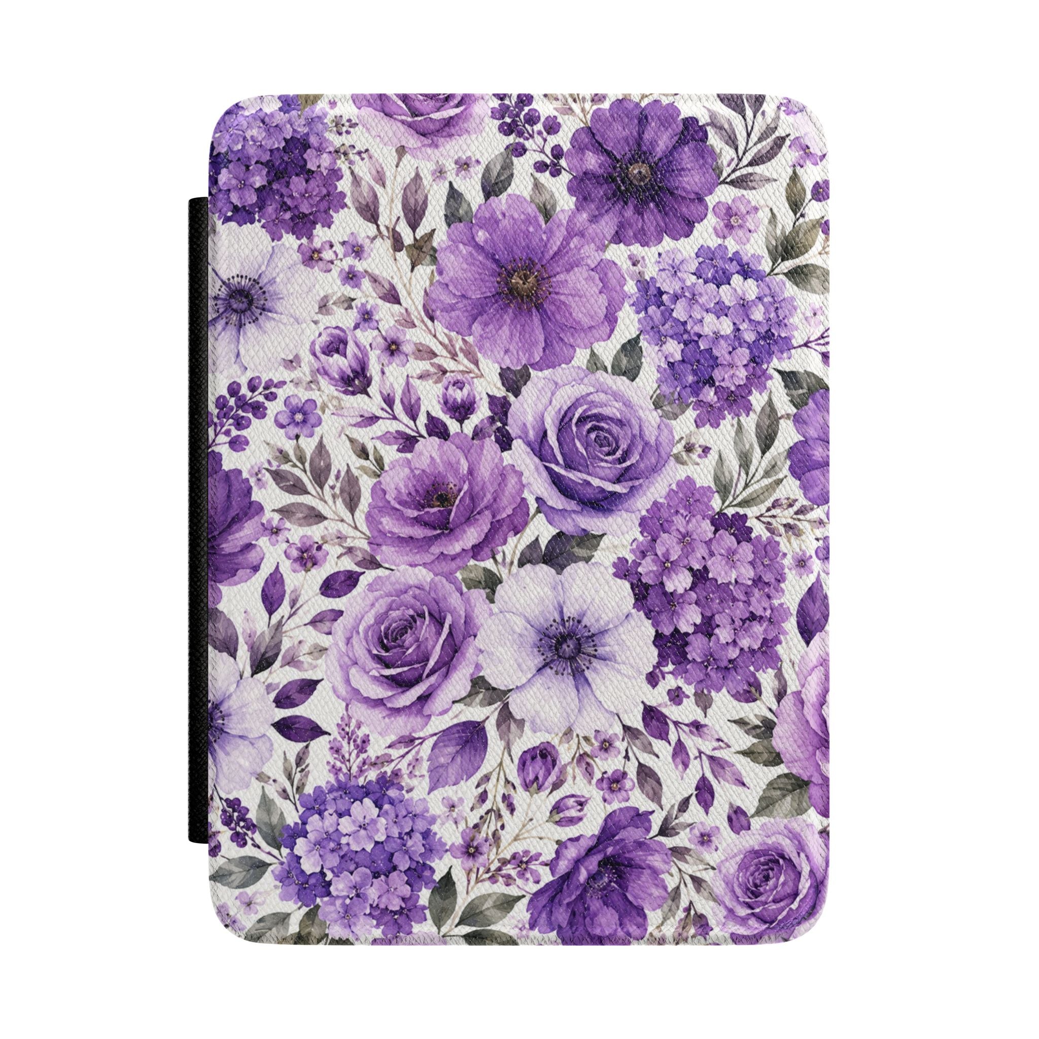 Purple Floral Kindle Case — Protective Floral Pattern Cover for eReader