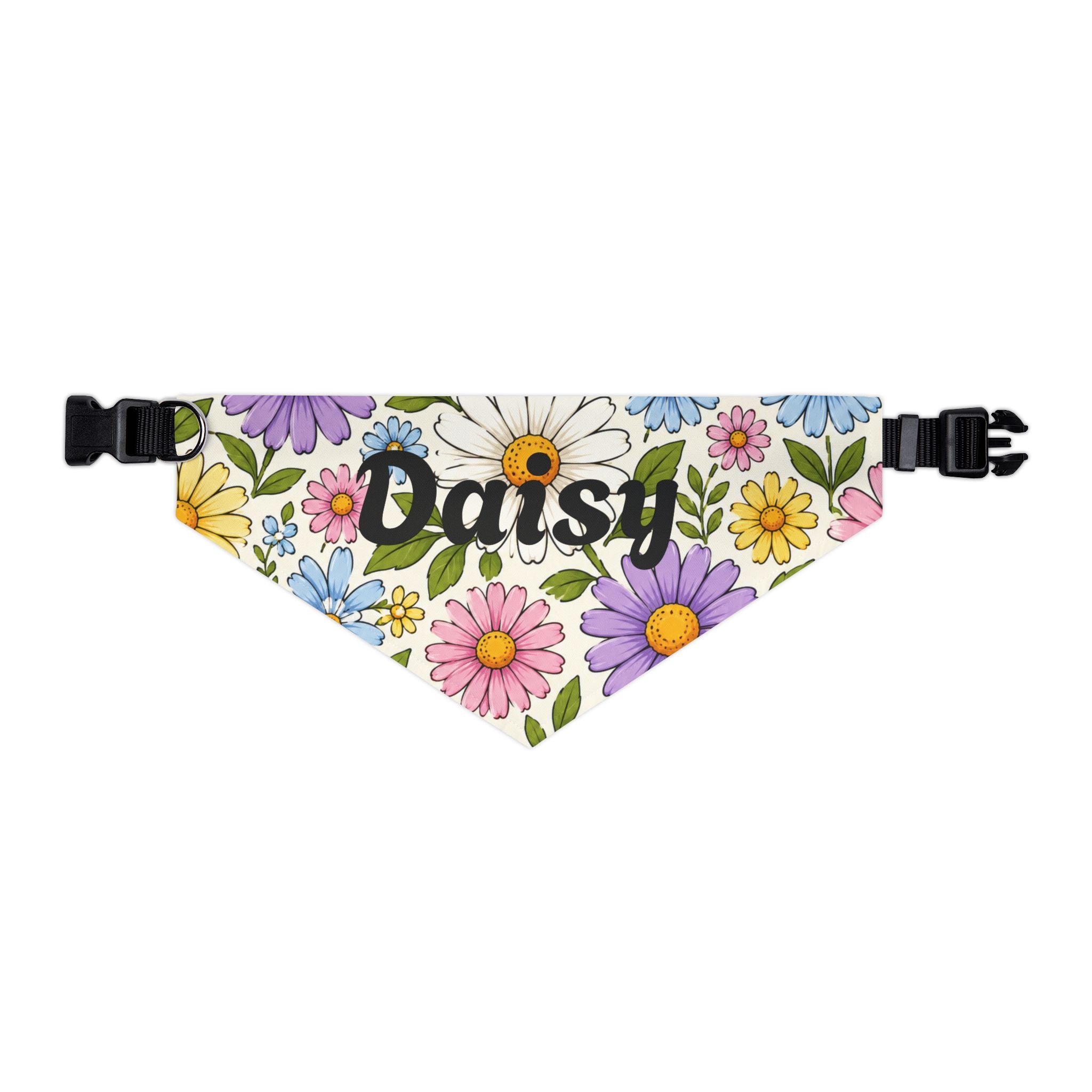 Daisy Floral Pet Bandana Collar — Personalized Dog Bandana with Name