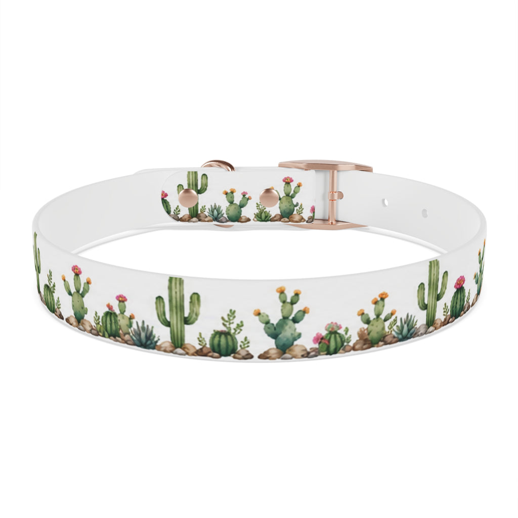 Cactus Garden Dog Collar — Watercolor Succulent Print for Small & Large Dogs