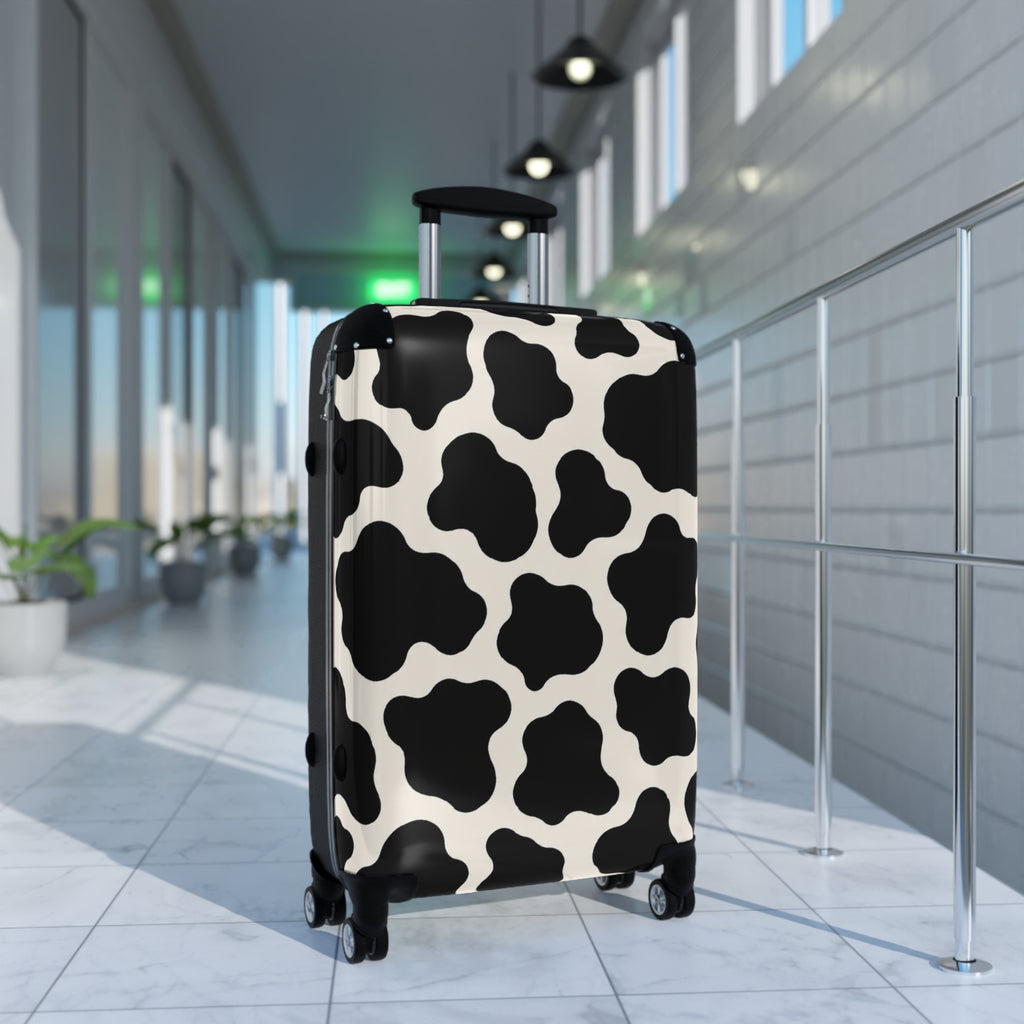 Cow Print Carry-On Suitcase — Black & White Animal Pattern Travel Luggage