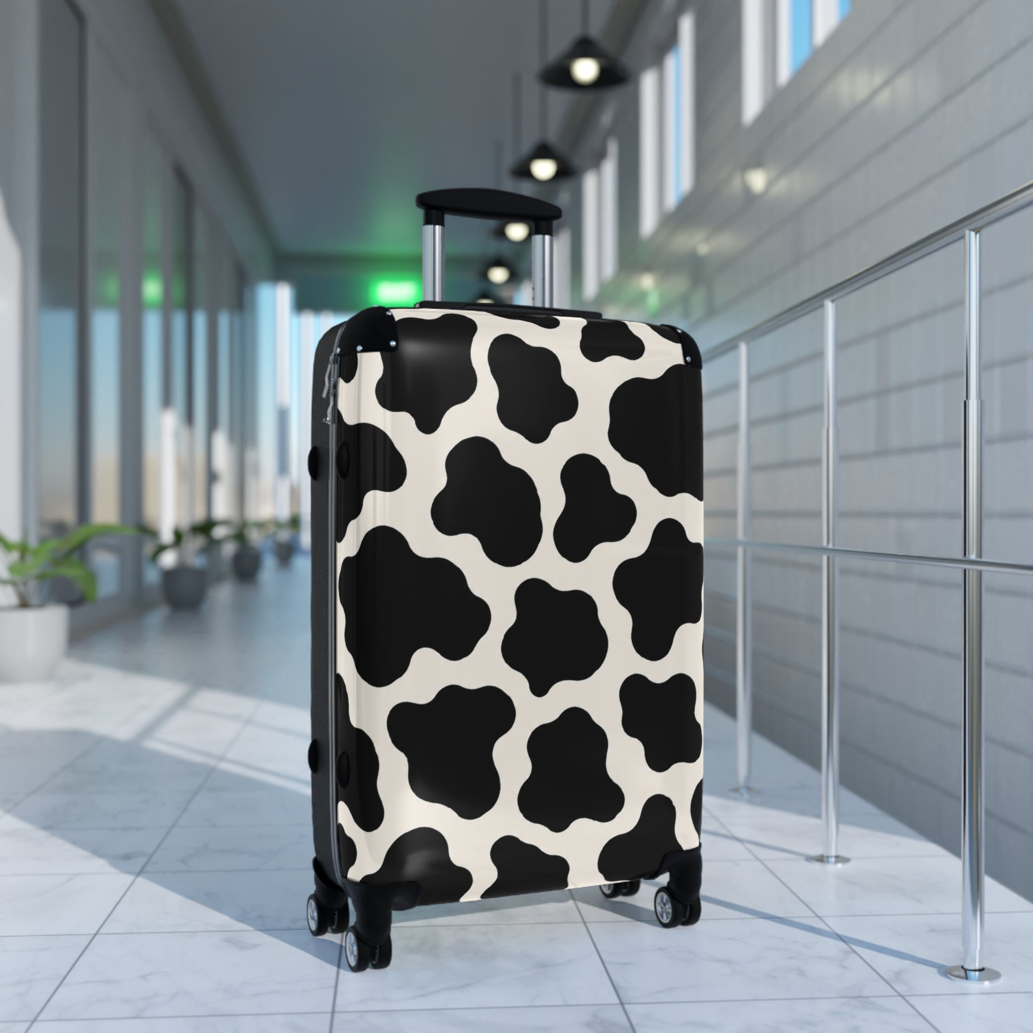 Cow Print Carry-On Suitcase — Black & White Animal Pattern Travel Luggage