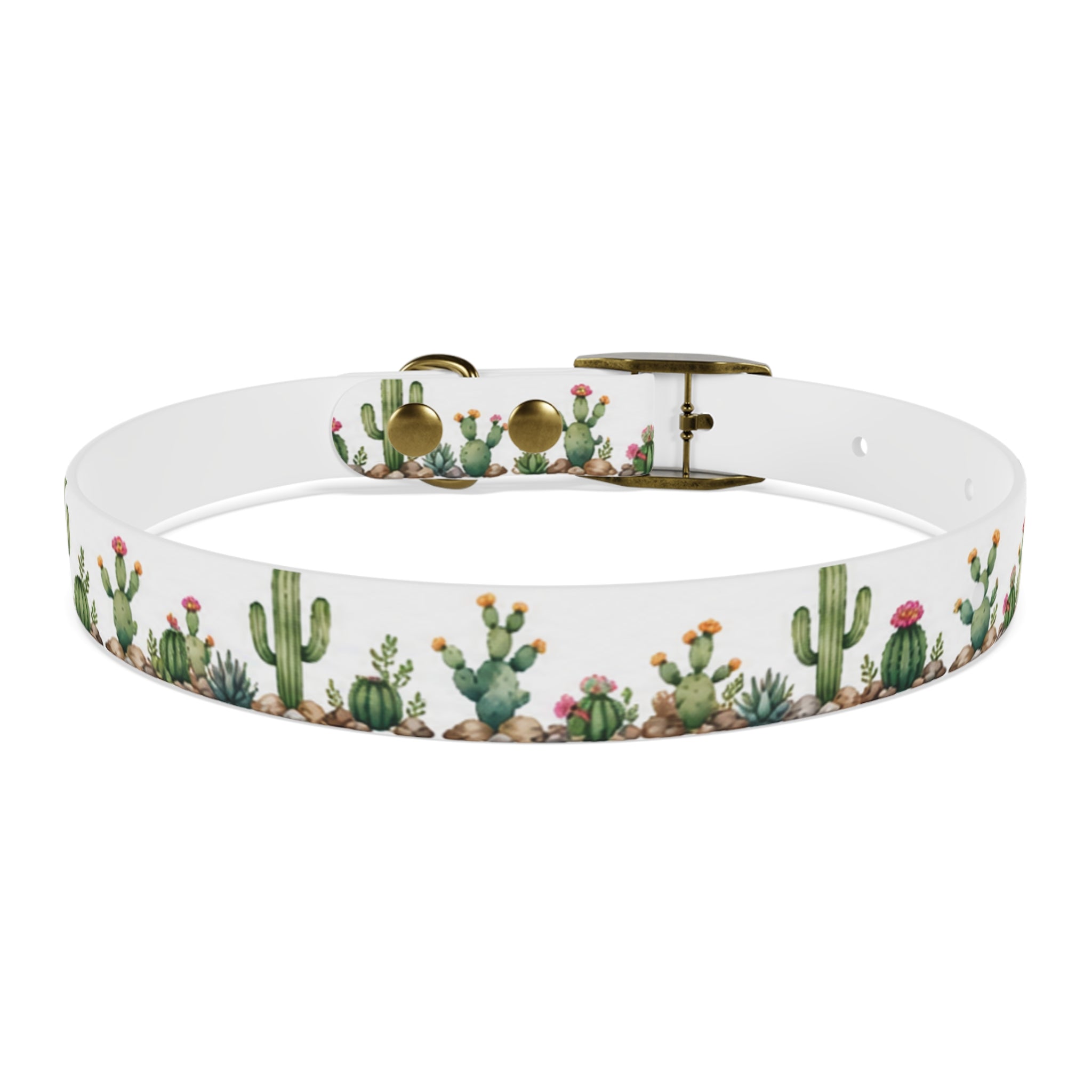Cactus Garden Dog Collar — Watercolor Succulent Print for Small & Large Dogs