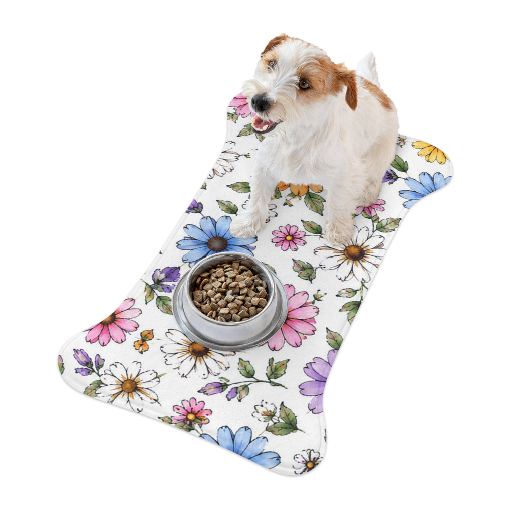 Floral Dog & Cat Feeding Mat — Colorful Daisy Print Pet Placemat