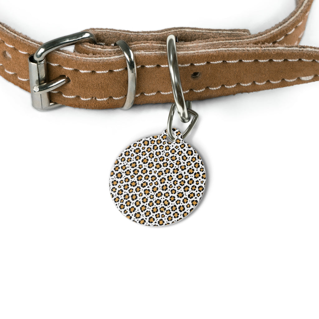 Leopard Print Pet Tag — Round Personalized ID Tag for Dogs & Cats