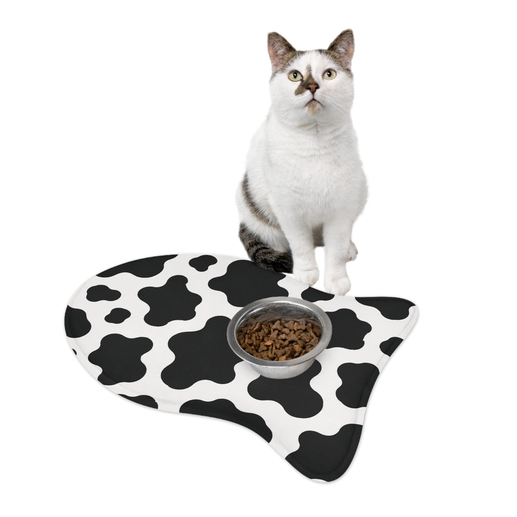 Cow Print Pet Feeding Mat — Non-Slip, Waterproof Dog & Cat Bowl Placemat