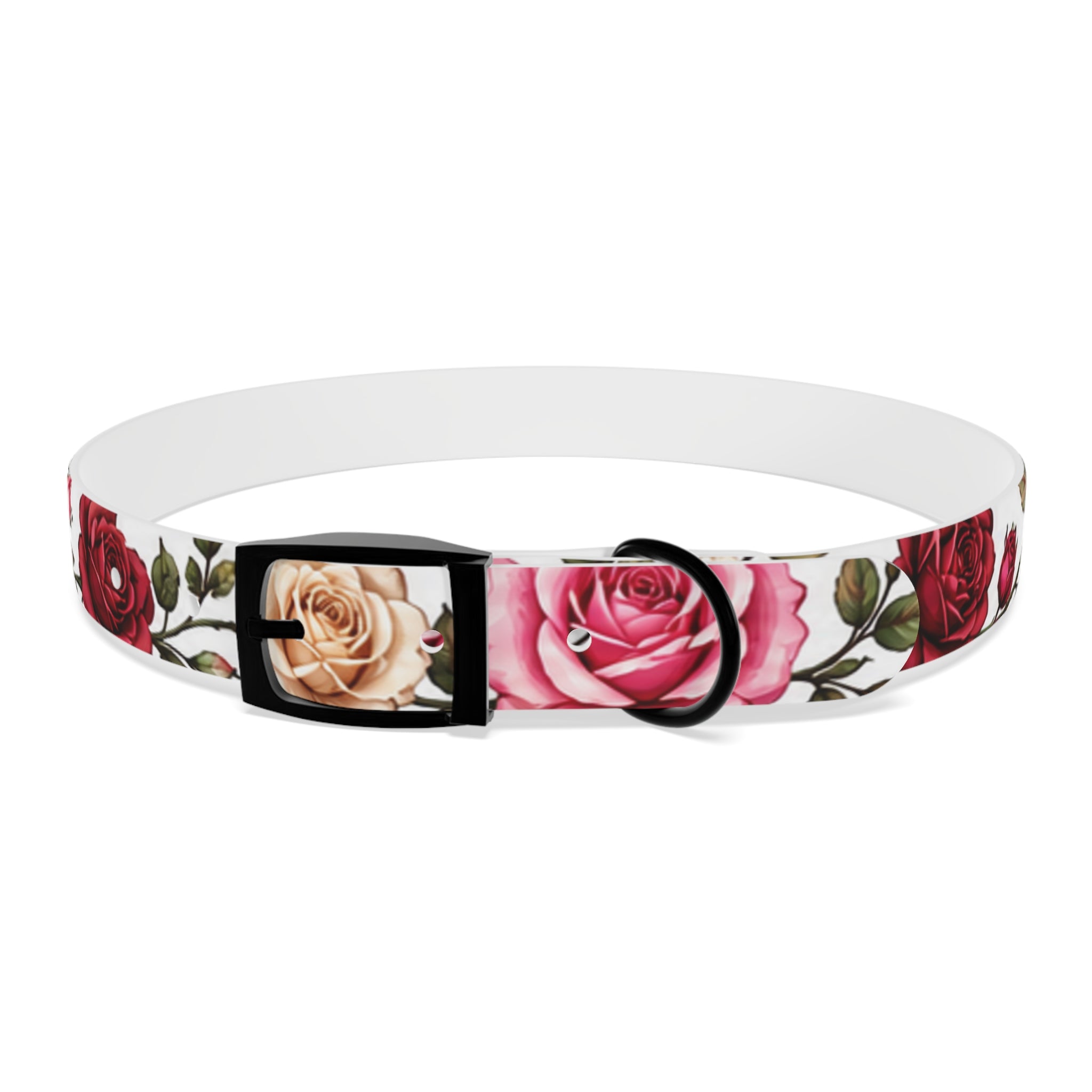 Floral Rose Dog Collar — Pink & Cream Garden Print